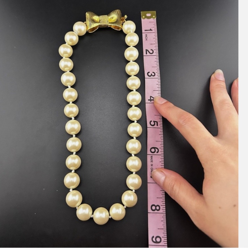 Kate Spade “All Wrapped Up Pearls” Necklace Gold 18" Ribbon Bow BRIDAL w dusty - Picture 7 of 15